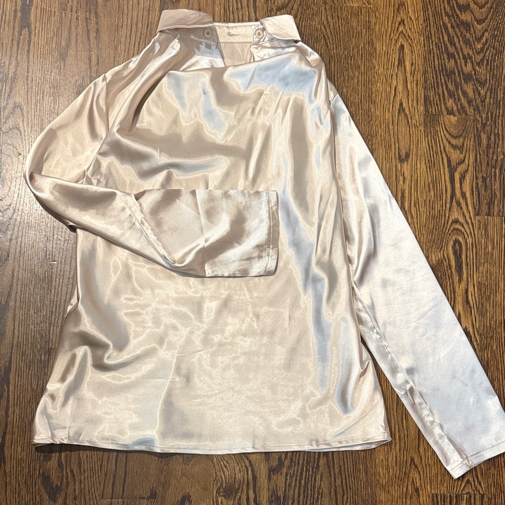 Elegant Champagne Satin Women's Top